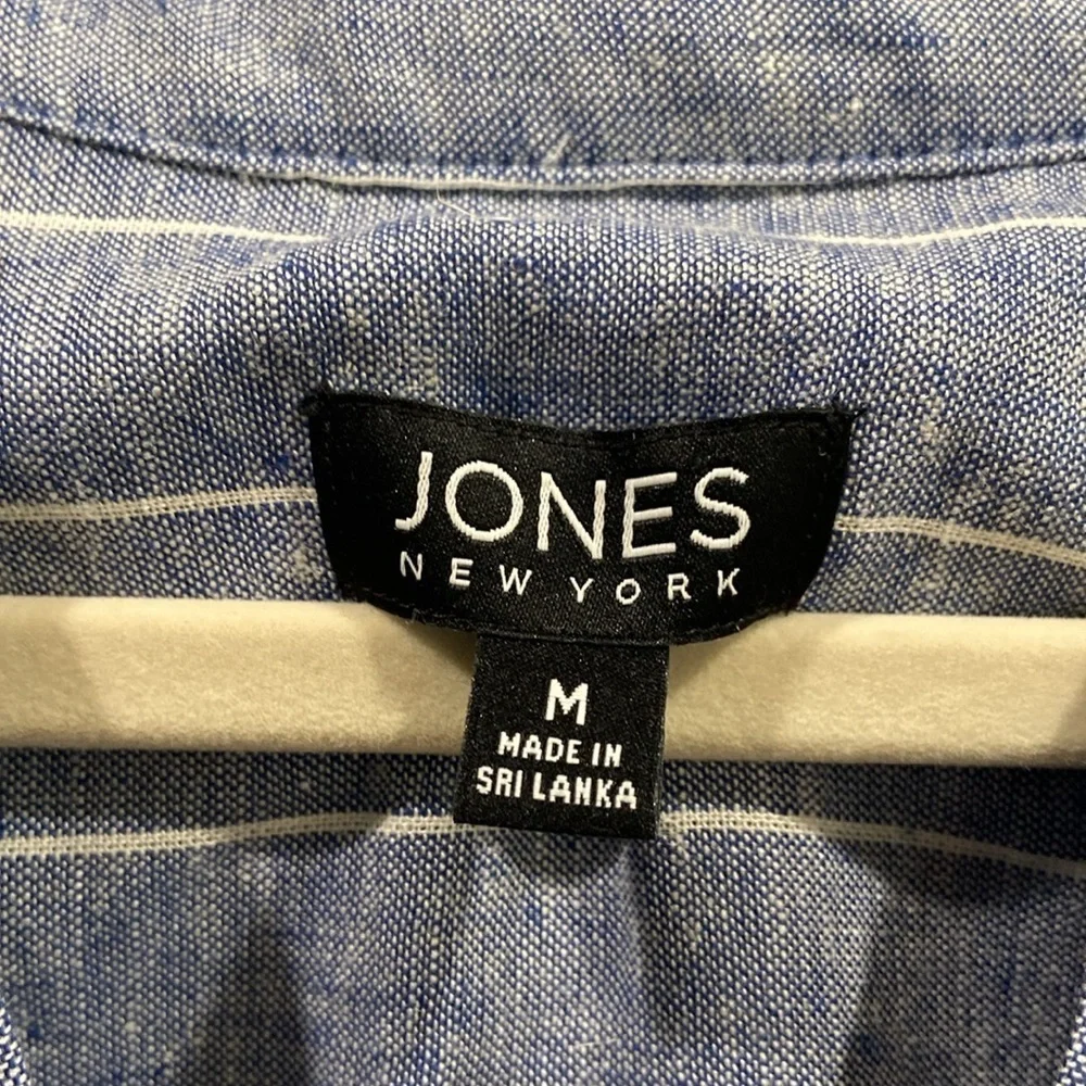 NWT Jones New York Linen Chambray Kendall Midi Striped Dress. Medium - Picture 3 of 5